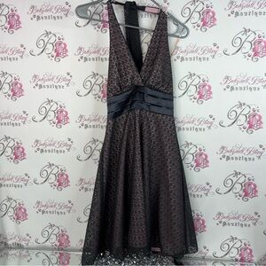 Teeze Me dress halter lace pink and Gray Backless Dress tie up y2k babydoll